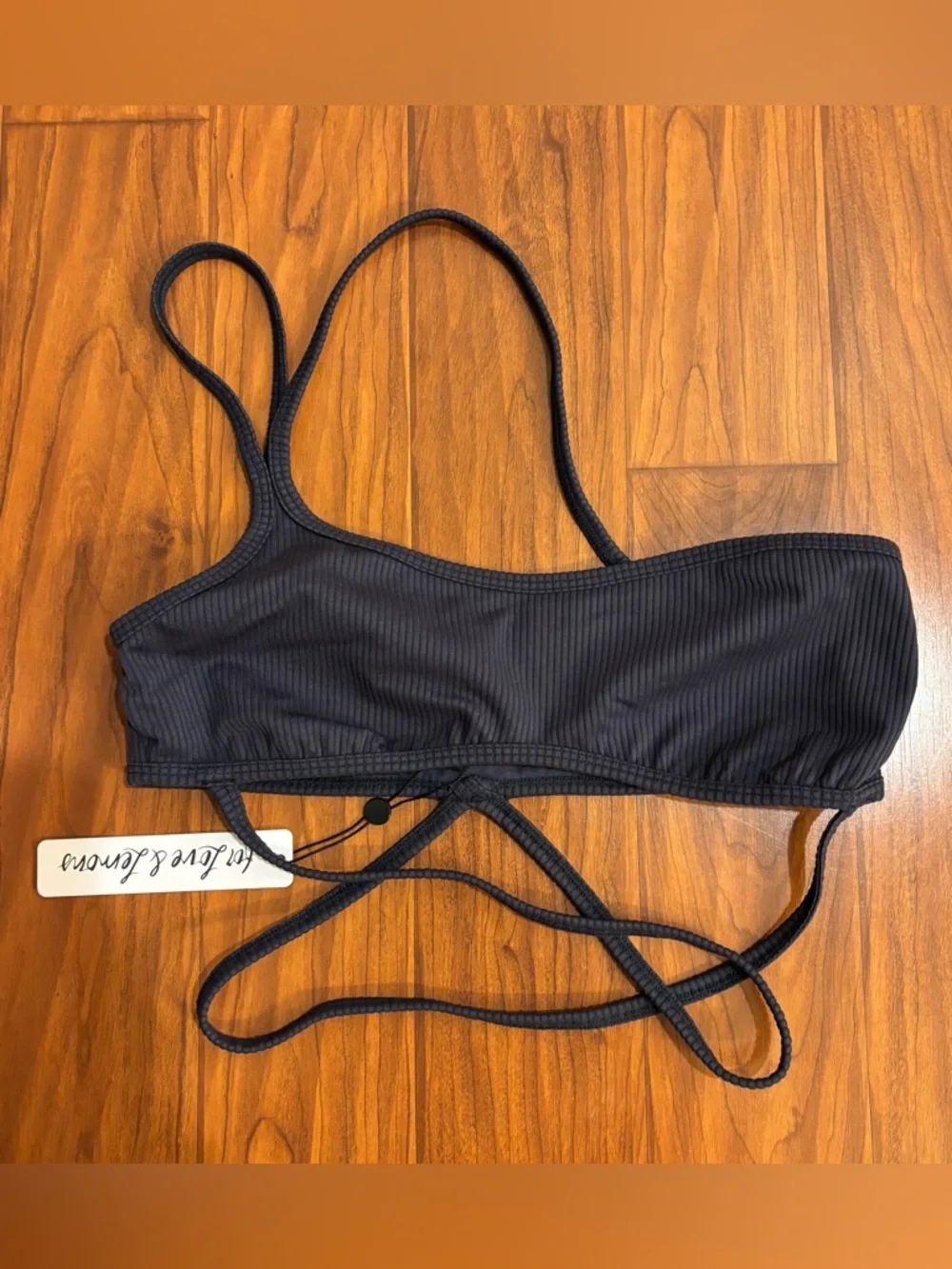 NWT For Love And Lemons Chloe Sports Bra Midnight Blue Navy Ribbed Womens Large